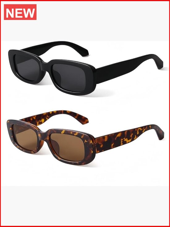 Retro Rectangle Sunglasses for Women UV400 Protection Vintage Narrow Square